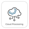 Simple Cloud Processing Vector Line Icon