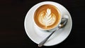 Hot Latte Art in White Cup Closeup Royalty Free Stock Photo