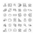 Simple collection of banking related line icons. Royalty Free Stock Photo
