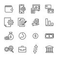 Simple collection of banking related line icons. Royalty Free Stock Photo