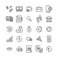 Simple collection of banking related line icons. Royalty Free Stock Photo