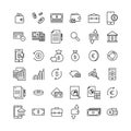 Simple collection of banking related line icons. Royalty Free Stock Photo