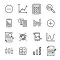 Simple collection of calculation related line icons.