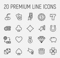 Simple collection of casino related line icons. Royalty Free Stock Photo