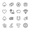 Simple collection of casino related line icons. Royalty Free Stock Photo