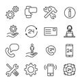 Simple collection of customer care related line icons. Royalty Free Stock Photo