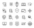 Simple collection of data protection related line icons. Royalty Free Stock Photo