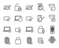 Simple collection of internet security related line icons. Royalty Free Stock Photo