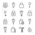 Simple collection of keys and locks related line icons. Royalty Free Stock Photo