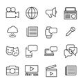 Simple collection of mass media related line icons. Royalty Free Stock Photo