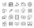 Simple collection of mass media related line icons. Royalty Free Stock Photo
