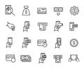 Simple collection of mobile commerce related line icons. Royalty Free Stock Photo