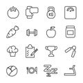 Simple collection of obesity related line icons.