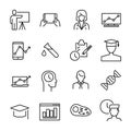 Simple collection of online education related line icons. Royalty Free Stock Photo