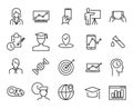 Simple collection of online education related line icons. Royalty Free Stock Photo