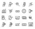 Simple collection of online money related line icons. Royalty Free Stock Photo