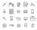 Simple collection of school accessories related line icons. Royalty Free Stock Photo