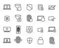 Simple collection of security computer related line icons. Royalty Free Stock Photo