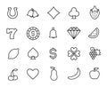 Simple collection of slot machine symbols related line icons Royalty Free Stock Photo