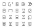 Simple collection of tablet related line icons.