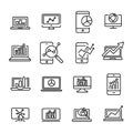 Simple collection of web analytics related line icons. Royalty Free Stock Photo
