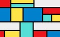 Simple color banner. Colorful rectangles and black lines. Abstract background. Vector illustration