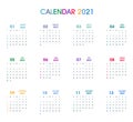 2021 Simple Color Calendar Flat design