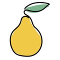 Simple color continuous one line drawing of an pear fruit. Hand drawn style design for agriculture and healthy life concept -