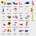 Simple color flags all european union countries like maps collection eps10