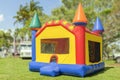 A simple but colorful castle bounce house