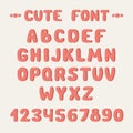 Simple colorful hand drawn font. Complete abc