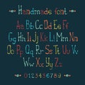 Simple colorful hand drawn font. Complete abc