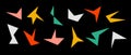 Simple colorful sharp irregular shapes set. Abstract geometric edgy elements collection. Asymmetry angular forms for Royalty Free Stock Photo