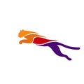 colorful tiger jump and run logo