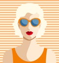 Platinum blonde woman wearing fashionable sunglasses