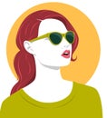 Beautiful redhead woman wearing fashionable sunglasses