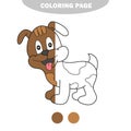 Simple coloring page. Cartoon puppy, vector illustration of cute dog Royalty Free Stock Photo