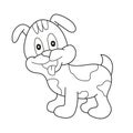 Simple coloring page. Cartoon puppy, vector illustration of cute dog Royalty Free Stock Photo