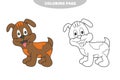 Simple coloring page. Cartoon puppy, vector illustration of cute dog Royalty Free Stock Photo