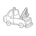 Simple coloring page. Cartoon tow truck evacuator. Coloring book design for kids Royalty Free Stock Photo