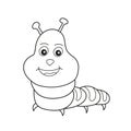 Simple coloring page. Caterpillar for coloring page. Cute simple caterpillar Royalty Free Stock Photo