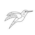 Simple coloring page. With Funny little hummingbird. Educational children game