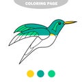 Simple coloring page. With Funny little hummingbird. Educational children game