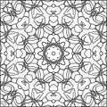 Simple coloring page for kids and adults. Relax black and white ornament, mandala.