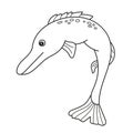 Simple coloring page. Stylized pike a long-bodied predatory freshwater fish Royalty Free Stock Photo