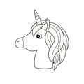 Simple coloring page. Unicorn. Magical animal. Vector artwork. Black and white Royalty Free Stock Photo