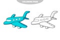 Simple coloring page. Vector black and white plane isolated on white