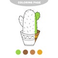 Simple coloring page. Vector illustration of cactus - cute pot for coloring book Royalty Free Stock Photo