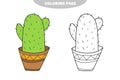 Simple coloring page. Vector illustration of cactus - cute pot for coloring book Royalty Free Stock Photo