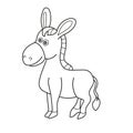 Simple coloring page. Vector illustration of Cartoon donkey - Coloring book